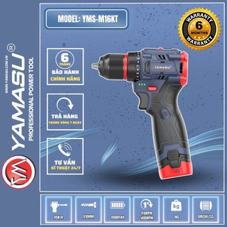 Máy khoan vít pin 16v yamasu yms-m16kt động cơ không chổi than với 19 cấp độ siết và 2 chế độ khoan