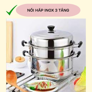 Nồi hấp inox 3 tầng 28 -32cm thiết kế hiện đại, tiện lợi dễ sử dụng giúp cho thức ăn chín đều nhanh chóng