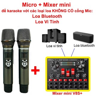 Micro Không Dây Có Echo và Bluetooth K18V BX7, Dùng Cho OTO, Loa Bluetooth