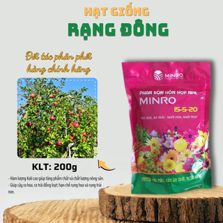 Phân Bón NPK Minro 15-5-20 + TE (gói 200g) - Giúp cây ra hoa, đậu trái, nuôi hoa, nuôi trái tốt - Hạt giống Rạng Đông