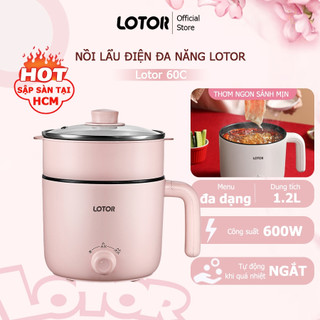 Nồi lẩu điện mini Lotor, nồi điện đa năng xinh xắn hấp, xào, chiên, lẩu tiện lợi cho cả gia đình, sinh viên-BH 12 tháng