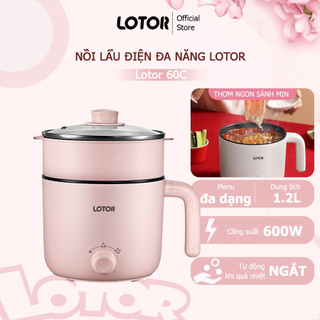 Nồi lẩu điện mini Lotor 60C-5, nồi điện đa năng 1.2L kèm lồng hấp, chất liệu chống dính cao cấp, tốc độ sôi nhanh