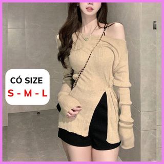  Áo Kiểu Trễ Vai HÀNG LOẠI 1 Dáng Dài Xẻ Tà RANSHI SHOP Tôn Dáng Chất Thun Dày Dặn Loại Đẹp - RA207