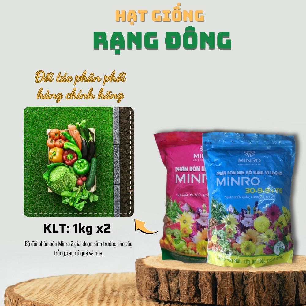 Bộ 2 Phân Bón NPK Minro 1kg dành cho 2 giai đoạn phát triển cây trồng,