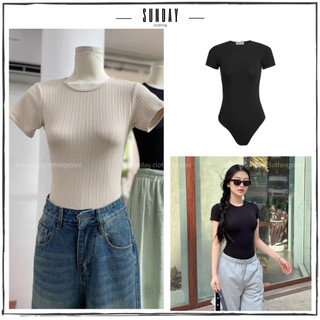 Áo Liền Thân Tay Ngắn, Áo Bodysuit, Jumsuit Phong Cách Cá Tính Gợi Cảm Basic 2 màu Đen, Nude - Sunday Clothing 