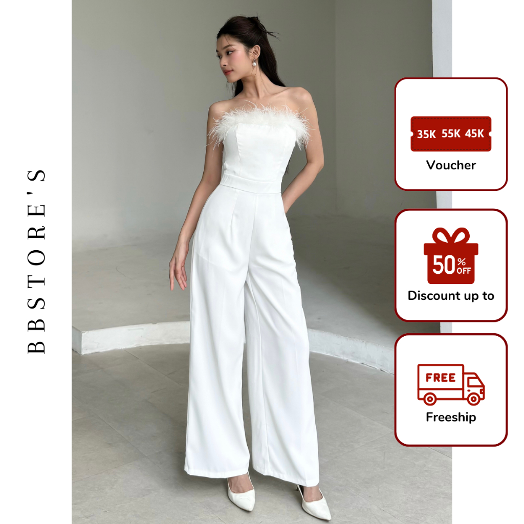 Set Jumsuit Form Body Cúp Ngực Phối Lông Vũ Thời Trang Đi Tiệc Tôn Dáng BBSTORE'S -K3101