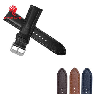 Dây đồng hồ da bò thật màu đen size 18/20/22/24 thương hiệu Longdo Leather - NAPPA