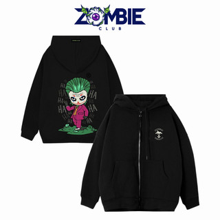 Áo hoodie Zombie Club Joker form rộng vải nỉ bông cao cấp dày mịn không đổ lông HZB01