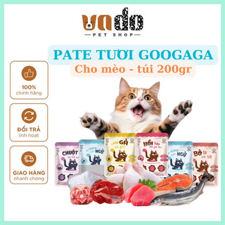 Pate Googaga cho chó mèo, Pate tươi Googaga cho chó và mèo kén ăn túi 200gr không cần bảo quản lạnh