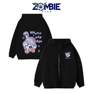 Áo hoodie Zombie Club Rabbit Typo form rộng vải nỉ bông cao cấp dày mịn không đổ lông HZB05