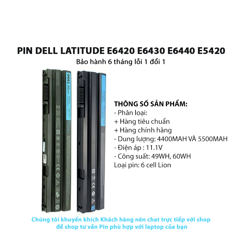 Pin laptop Dell Latitude E6420 E6430 E6440 E5420 E5430 E5520 E5530 E6520 E6530 E6540 Vostro 3460 3560 5720 7420 7520