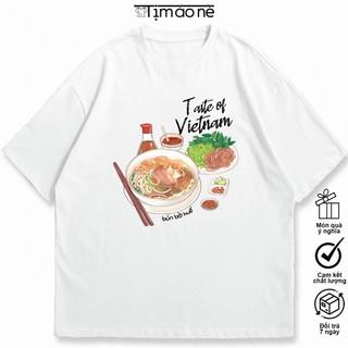 Áo Thun Món Ăn Việt Nam, Bún Bò Huế Ẩm Thực Hình Vẽ. 100% Cotton Co giãn 2 Chiều, Định Lượng 220GSM Form Oversize