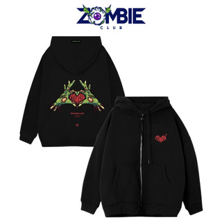 Áo hoodie Zombie Club Love  Typo form rộng vải nỉ bông cao cấp dày mịn không đổ lông HZB07