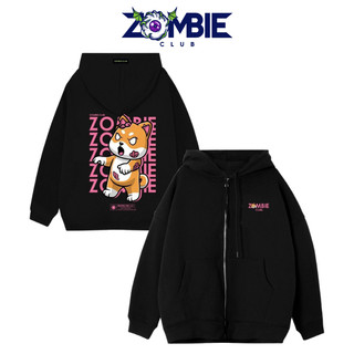 Áo hoodie Zombie Club Shiba Dog Typo form rộng vải nỉ bông cao cấp dày mịn không đổ lông HZB08