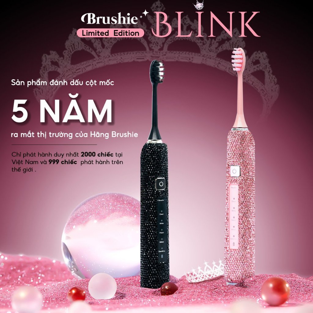 Combo 2 bàn chải điện đính đá BRUSHIE BLINK đầu tiên tại Việt Nam