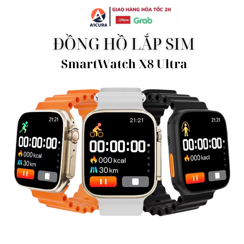 Đồng Hồ thông minh A1CURA X8ULTRA ,Lăp SIm Full Chức Năng Nghe Gọi Chơi Game Tải Ứng Dụng,Camera, RAm2G/16G Màn 1.86''