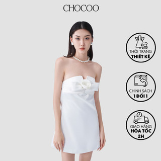 Đầm cúp ngực thiết kế CHOCOO BLYTHE MINI DRESS chất liệu phi ánh kim, chi tiết nơ cùng hoa hồng xoắn tinh tế, thu hút