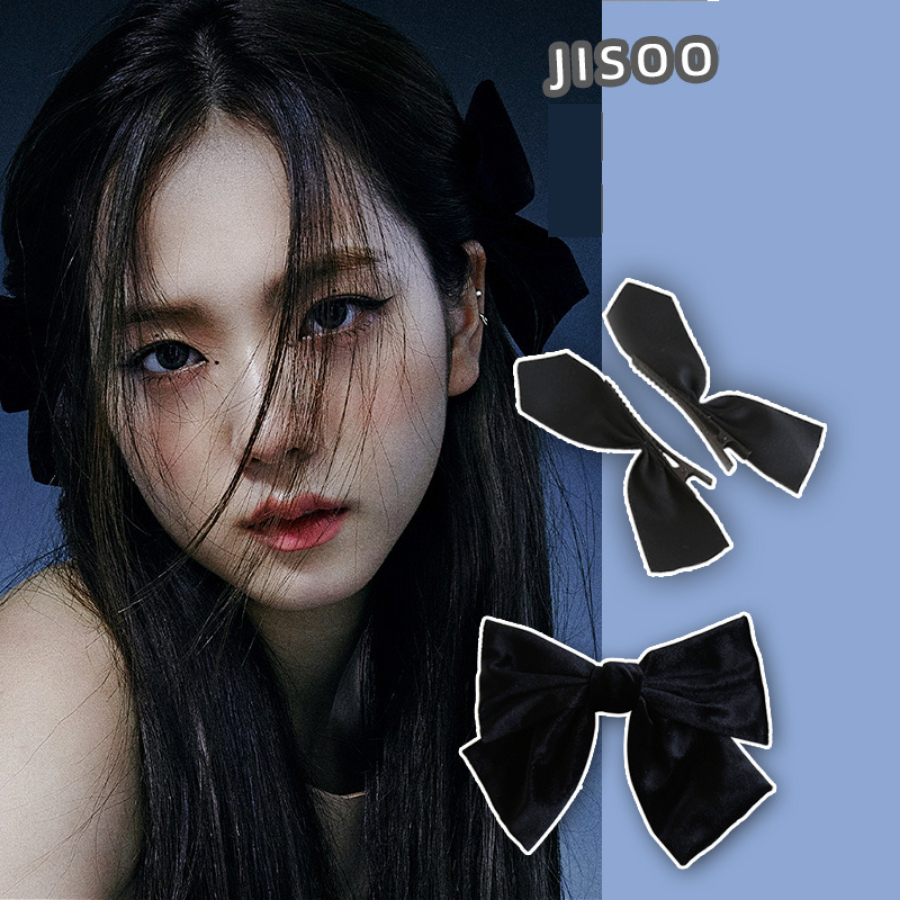 Set 2 kẹp Kẹp tóc nơ Jisoo Blackpink kẹp tóc nơ phong cách Hàn Quốc nơ cài