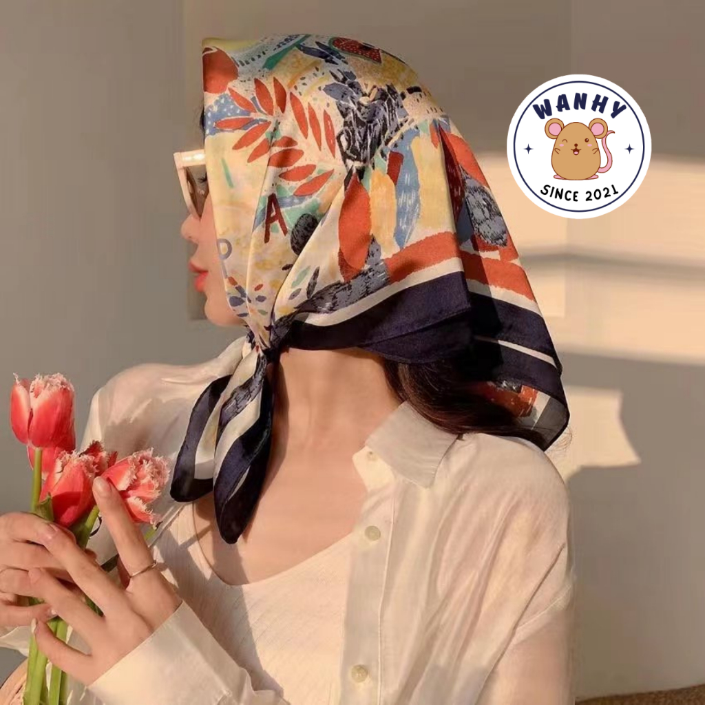 Khăn Lụa Vuông Choàng Cổ 70x70 Chụp Áo Dài Đi Biển Quà tặng mẹ ý nghĩa, thầy cô giáo viên 2011