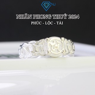 Nhẫn bạc nam TNJ chữ Phúc Lộc Tài, song long hình rồng phong thuỷ may mắn ý nghĩa NNA0000 - Trang Sức TNJ