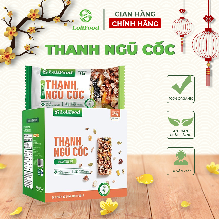 Thanh Ngũ Cốc Protein Thực Vật, LoliFood Ăn Kiêng, Giảm Cân, Eat Clean, Ăn Chay Hộp 250g 10 Thanh