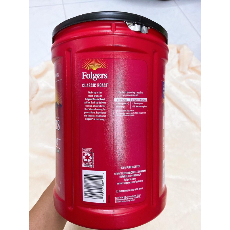 Cà Phê Hoà Tan Folgers Classic Roast Coffee Hộp 453g