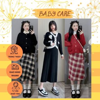 CHÂN VÁY BẦU DẠ KẺ CẢO TRẺ TRUNG M315 VÁY BẦU XINH DIỆN TẾT