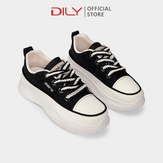 Giày sneaker nữ DILY đế độn tôn chân, giày thể thao nữ da cao cấp đi học cao 5cm AG0140