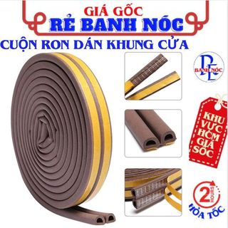 Cuộn Ron Dán Khung Cửa Chống Ồn - Gioăng D, Nẹp Xốp Dán Cửa Gỗ Chống Con Trùng Cách Âm, Chống Va Đập - Ron Cửa Gỗ
