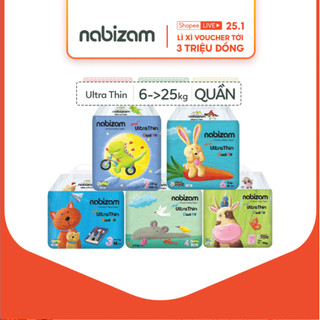  Tã/Bỉm Quần NABIZAM Ultra Thin Nội Địa Hàn, Mềm Mại, Mỏng Nhẹ Đủ Size Cho Bé 6-25kg