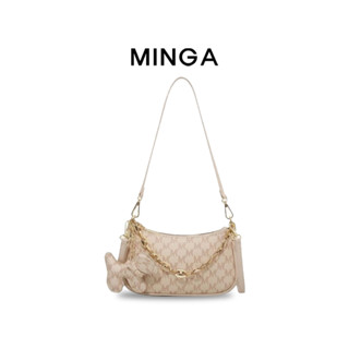 Túi xách nữ đep chéo form đẹp MINGA phối dây xích họa tiết Retro kèm móc treo thời trang mới kẹp nách da PU 8077