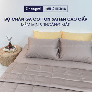 [Nhiều màu] Bộ chăn chần Cotton Sateen Hàn Quốc Changmi Home mềm mịn, thoáng mát - 4 Món