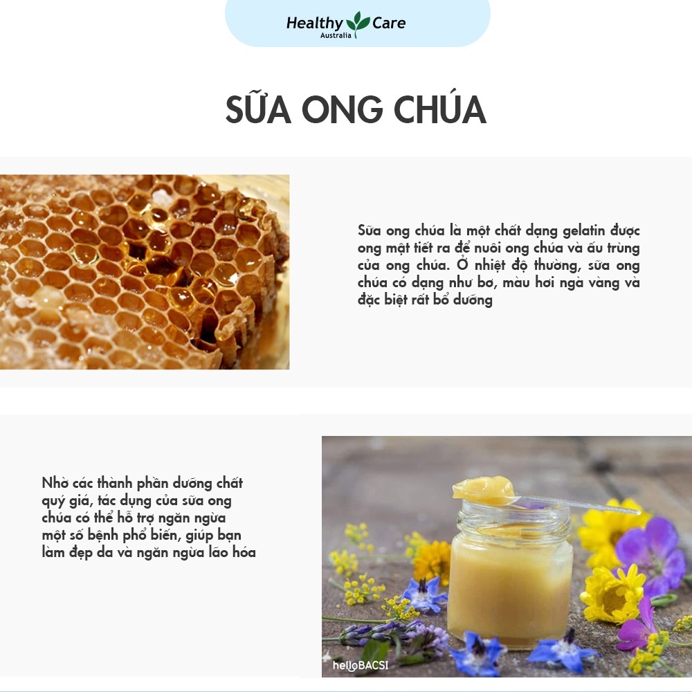 Healthy Care Royal Jelly Viên uống sữa ong chúa hỗ trợ làm đẹp da, làm chậm lão hóa 365 viên