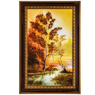 Tranh hổ phách “Landscape” Luxury Gift chất liệu Đá tự nhiên Hổ Phách kích thước 28×47 cm sang trọng