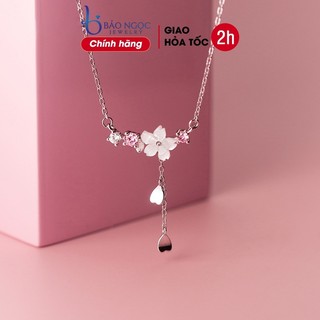 Dây chuyền bạc nữ S925 mặt bông hoa 5 cánh đính đá xinh xắn nữ tính nhẹ nhàng - DB2626