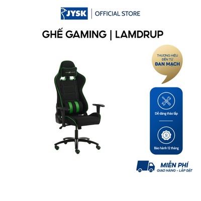 Ghế gaming | JYSK Lamdrup | kim loại/polyester | đen/xanh lá cây | R70xS56xC129/139cm