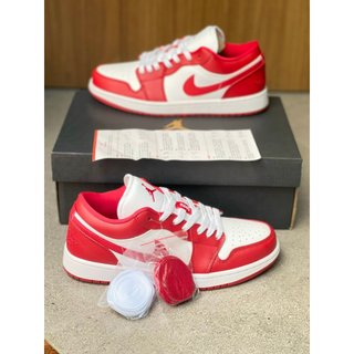 Giày Jordan Cổ Thấp gym red nam nữ, giày jodan 1 Low trắng đỏ bản cao cấp full bill box