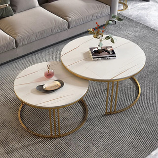 Bàn trà tròn sofa H2 Furniture mặt đá ceramic nhân tạo khung kim loại sơn tĩnh, bàn cafe phòng khách, ban công bàn decor