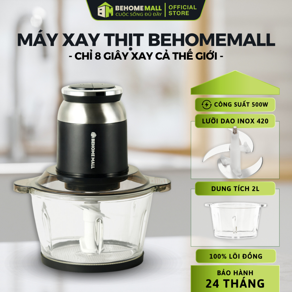 Máy xay thịt BehomeMall 500W xay đa năng các loại thực phẩm BH0806