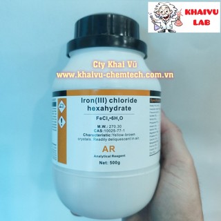 Chất Iron chloride hexahydrate FeCl3.6H2O Xilong lọ 500g sắt clorua FeCl3 thí nghiệm