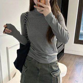 Áo giữ nhiệt nữ, áo thun body dài tay cổ cao 5 phân, co giãn 4 chiều, chất liệu thun tăm không bai, tôn dáng dễ phối đồ
