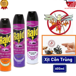 Chai Xịt muỗi Raid 600ml hương chanh/ không mùi/ lavender
