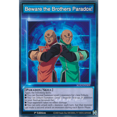 [ Bài Yugioh Chính Hãng ] Beware the Brothers Paradox - SGX2-ENS09 - Common 1st Edition