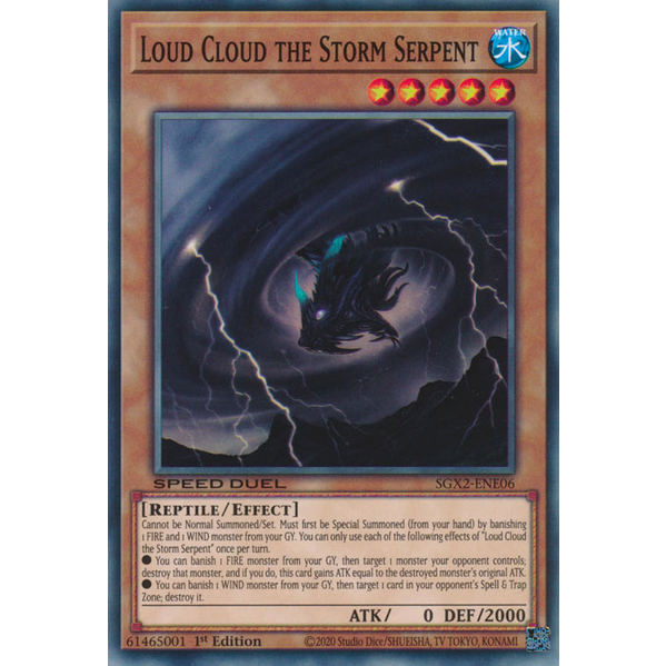[ Bài Yugioh Chính Hãng ] Loud Cloud the Storm Serpent - SGX2-ENE06 - Common 1st Edition