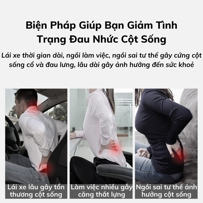 Gối Tựa Đầu Và Lưng BIKOXI Mềm Mại Cho Xe Hơi Êm Mềm,Giúp Lái Xe Thỏa Mái, Thư Giãn, Tập Trung Hơn Gối Tựa Đầu