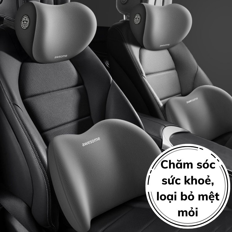 Gối Tựa Đầu Và Lưng BIKOXI Mềm Mại Cho Xe Hơi Êm Mềm,Giúp Lái Xe Thỏa Mái, Thư Giãn, Tập Trung Hơn Gối Tựa Đầu | BigBuy360 - bigbuy360.vn