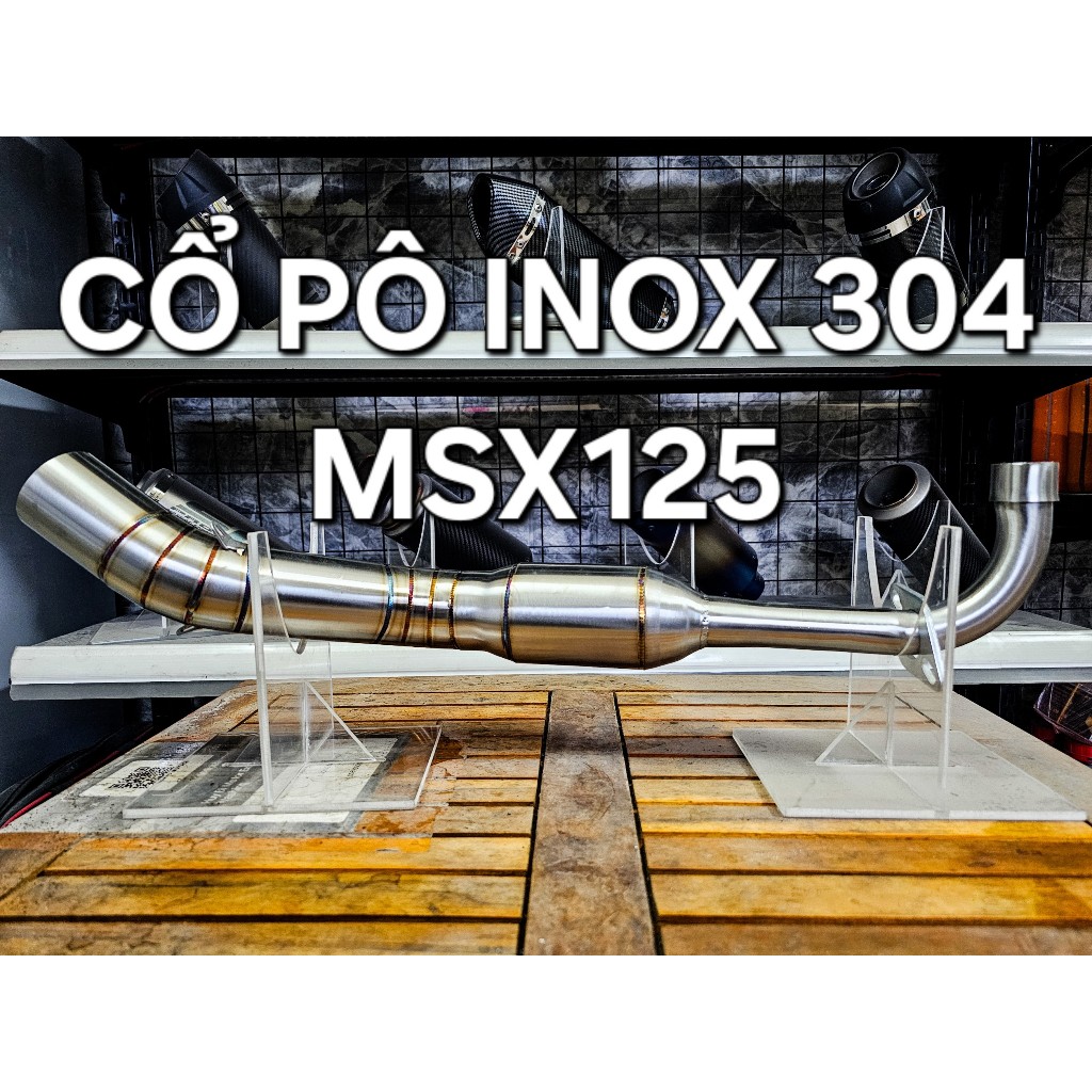 Cổ Pô Inox 304 Bầu Tổ Ong Gắn Honda MSX125