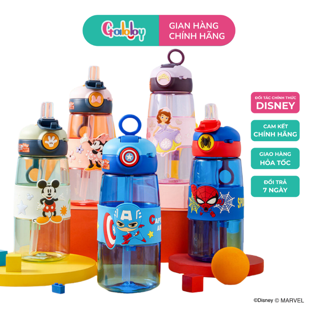 Bình Nước Nhựa Oasis Park Nhân Vật Hoạt Hình Disney 520ml (Captain, Elsa, Mickey, Minnie, Sofia)
