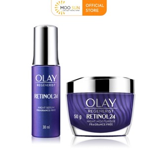 Kem Dưỡng Ban Đêm + Serum Thúc Đẩy Tái Tạo Da, Mờ Nếp Nhăn OLAY REGENERIST Chiết Xuất RETINOL 50G + 30ML