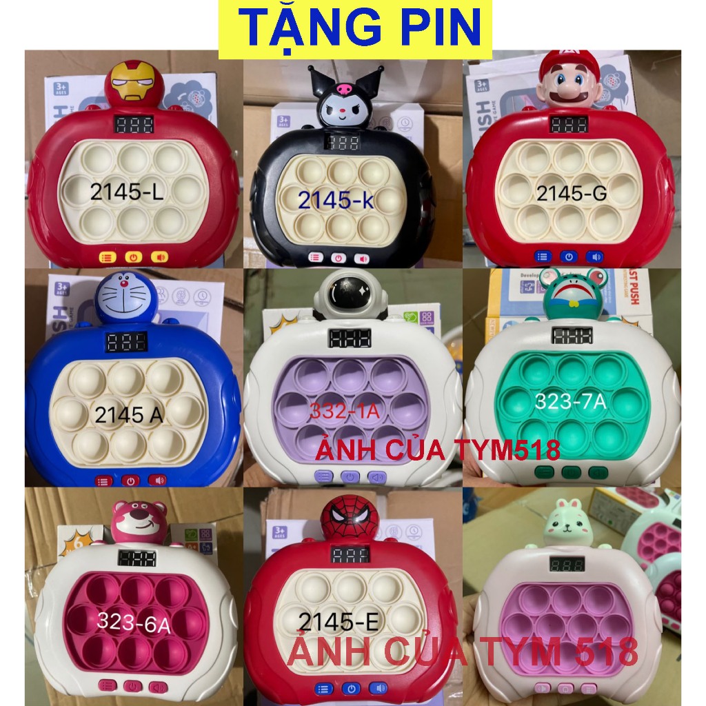 Máy chơi điện tử giải trí Pop it popit có nhạc, đèn,  thế hệ mới với nhiều cấp độ cho bé